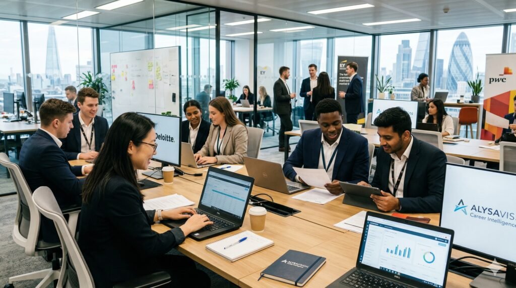 big 4 professionals working in their offices