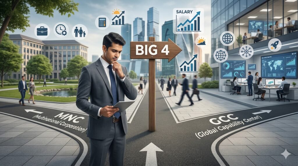 Big 4 vs GCC vs MNC careers India — decision guide for CA MBA CMA CFA professionals 2026